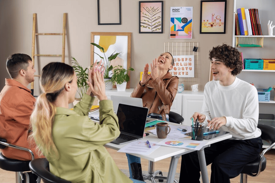 Laughing with friends